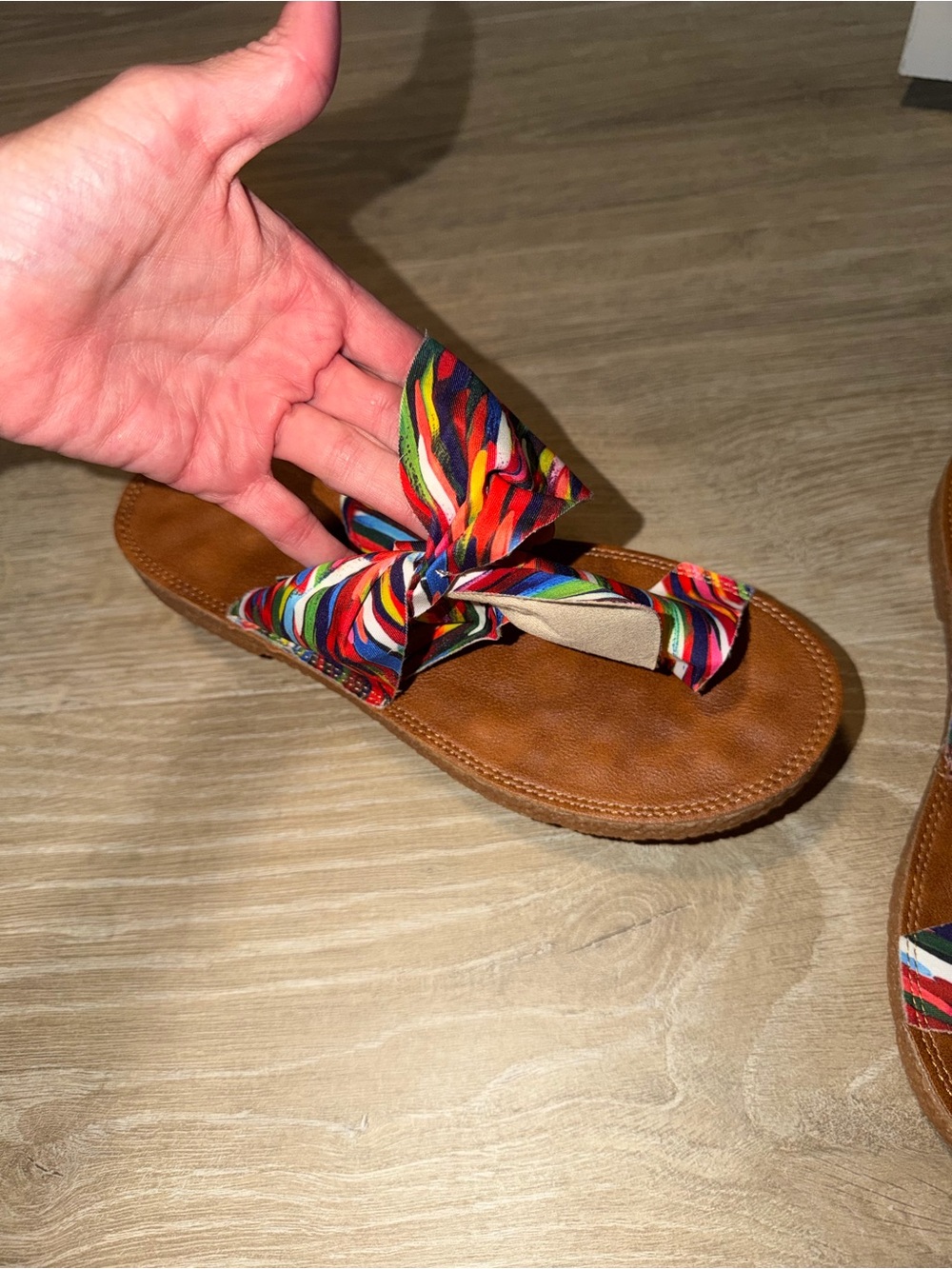 Women's Multicolor Knot Slide Sandals - Brown Footbed - Picture 2 of 6